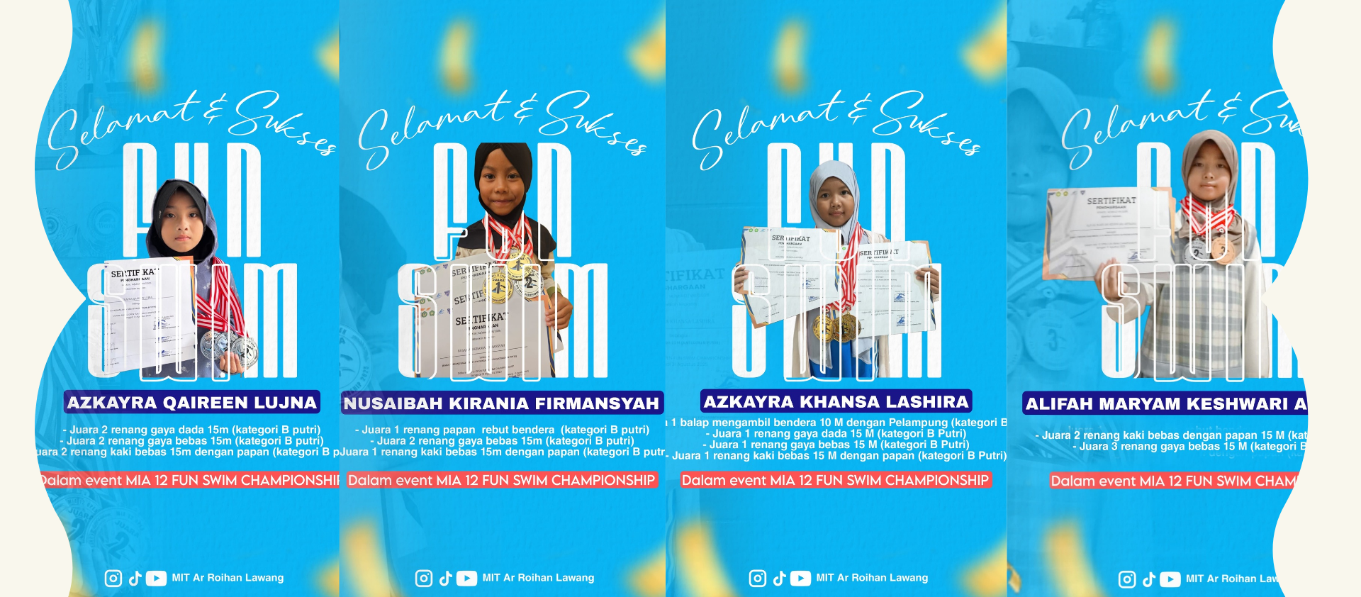 Siswi MIT Ar Roihan, Juara MIA 12 Fun Swimming Championship 2025